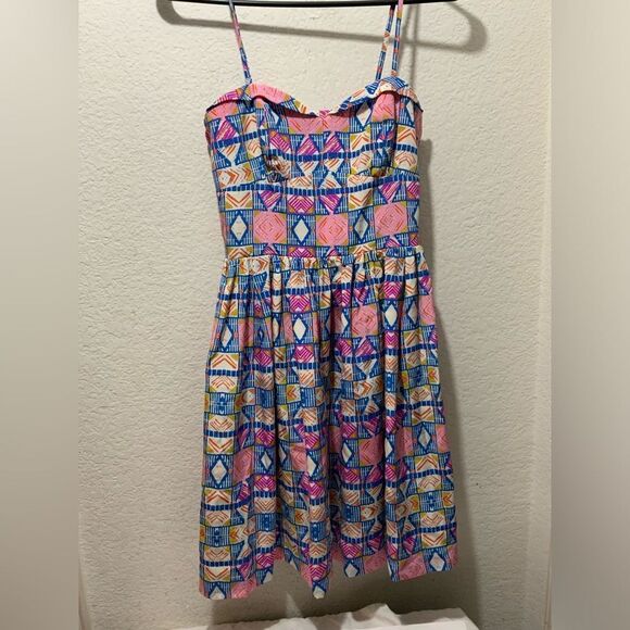 Amanda Uprichard Silk Fit & Flare Printed Dress - Picture 1 of 6